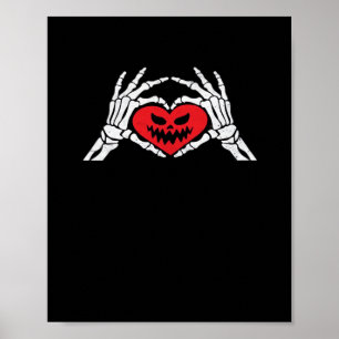 Skeleton hält ein heißes, unheimliches Halloween Poster