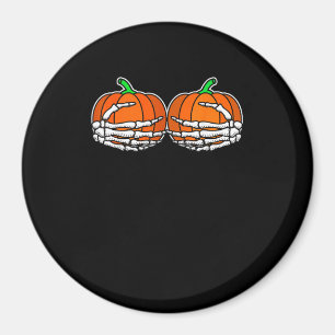 Skeleton Hand auf Brust Kürbis Halloween Frauen Magnet