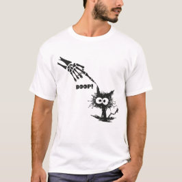 Skeleton Hand Boop auf einem katzenartigen Hallowe T-Shirt