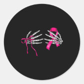 Skeleton Hand Check Your S Funny Survivor Breast C Runder Aufkleber (Vorderseite)