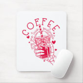 Skeleton Hand Coffee Red Hearts Gothic Mousepad (Mit Mouse)