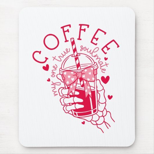 Skeleton Hand Coffee Red Hearts Gothic Mousepad (Vorne)