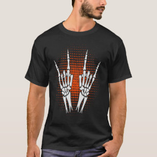 Skeleton Hand Devil Horns Rock Hand Geste T-Shirt