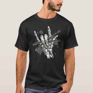 Skeleton Hand Drumsticks Schlagzeug Musiker T-Shirt