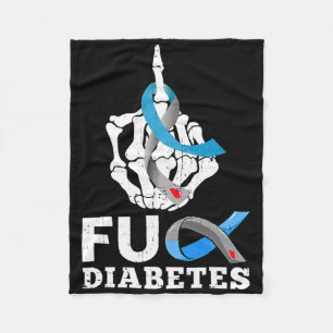 Skeleton Hand Fck Diabetes Blue Ribbon Awareness m Fleecedecke