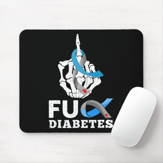 Skeleton Hand Fck Diabetes Blue Ribbon Awareness m Mousepad (Mit Mouse)