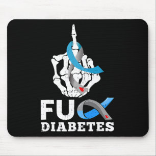 Skeleton Hand Fck Diabetes Blue Ribbon Awareness m Mousepad