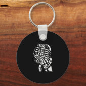 Skeleton Hand Gesang aus dem Mikrofon Rock Lov Schlüsselanhänger (Vorderseite)
