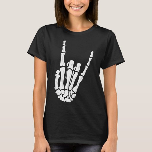Skeleton Hand Gesture - Rock Skeleton Hand - Hallo T-Shirt (Vorderseite)