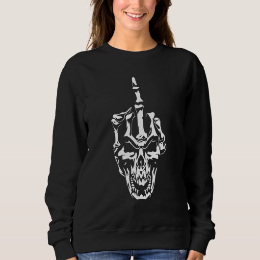 Skeleton Hand Halloween Bones Middle Finger Skull  Sweatshirt (Vorderseite)