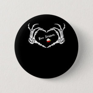 Skeleton Hand Heart Boo Season Classic Button