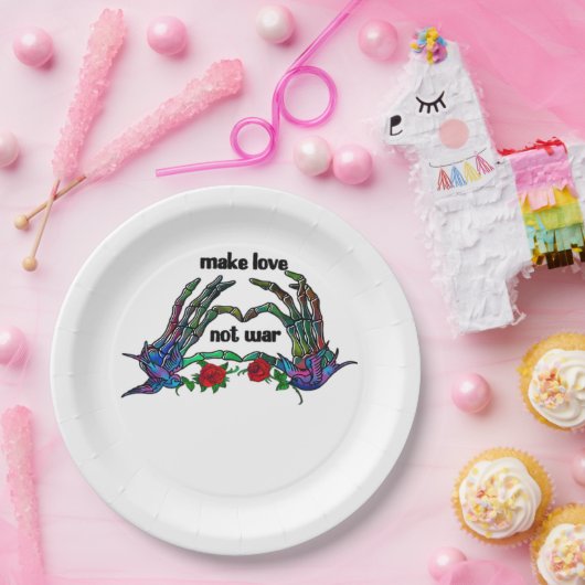 Skeleton Hand Heart Design Pappteller (Party)