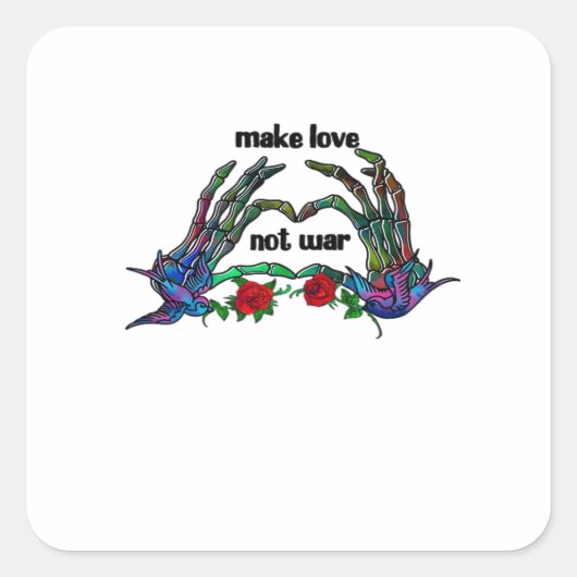 Skeleton Hand Heart Design Quadratischer Aufkleber (Vorderseite)