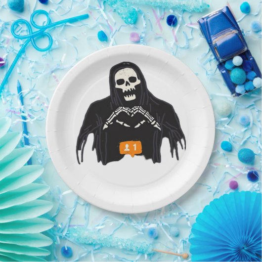 Skeleton Hand Heart Follower Classic Pappteller (Party)