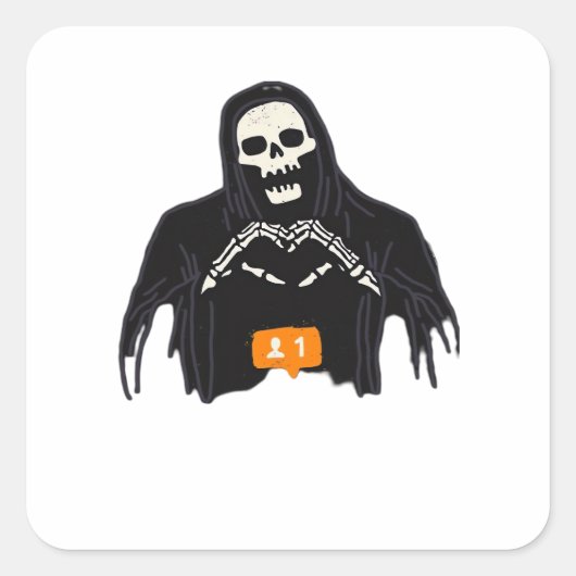 Skeleton Hand Heart Follower Classic Quadratischer Aufkleber (Vorderseite)