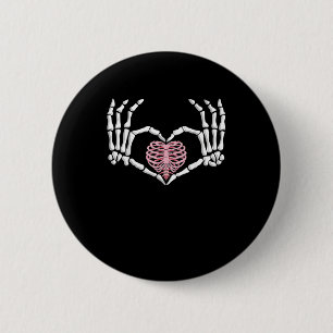 Skeleton Hand Heart Funny Halloween Frauen Männer Button
