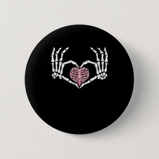 Skeleton Hand Heart Funny Halloween Frauen Männer Button (Vorderseite)