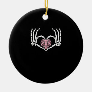 Skeleton Hand Heart Funny Halloween Frauen Männer Keramik Ornament