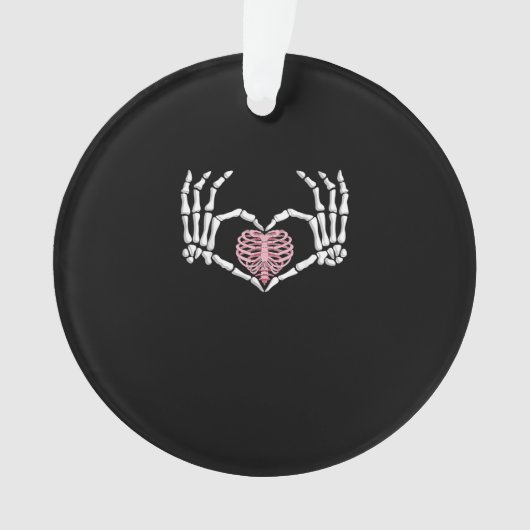 Skeleton Hand Heart Funny Halloween Frauen Männer Ornament (Vorderseite)