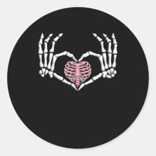 Skeleton Hand Heart Funny Halloween Frauen Männer Runder Aufkleber