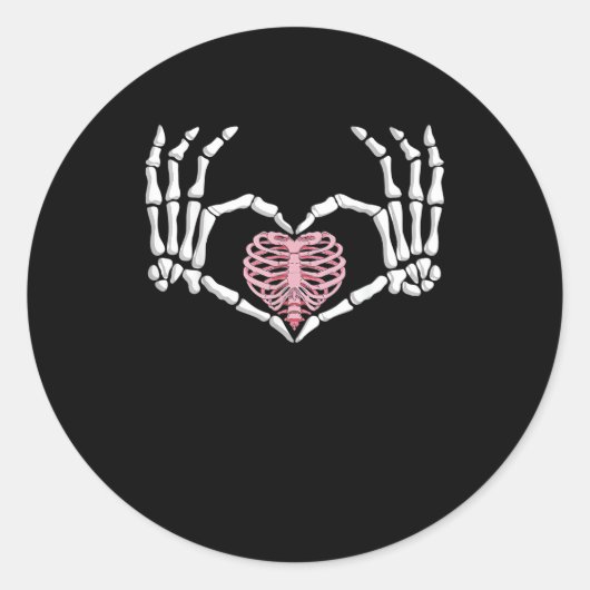 Skeleton Hand Heart Funny Halloween Frauen Männer Runder Aufkleber (Vorderseite)