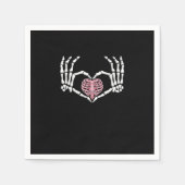 Skeleton Hand Heart Funny Halloween Frauen Männer Serviette (Vorderseite)