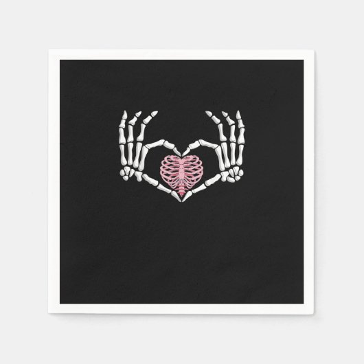 Skeleton Hand Heart Funny Halloween Frauen Männer Serviette (Vorderseite)