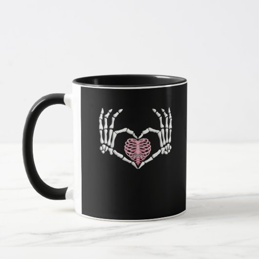 Skeleton Hand Heart Funny Halloween Frauen Männer Tasse (Links)