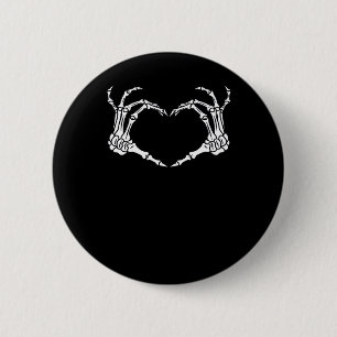 Skeleton Hand Heart Halloween Design Button