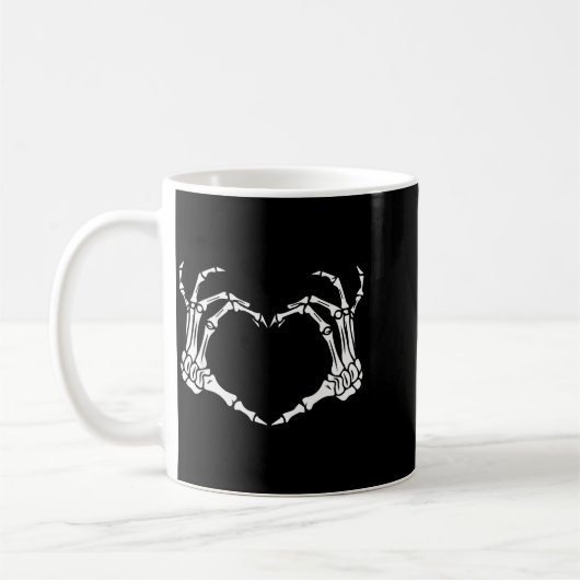 Skeleton Hand Heart Halloween Funny Bones Love Kaffeetasse (Links)