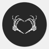 Skeleton Hand Heart Halloween Funny Bones Love Runder Aufkleber (Vorderseite)