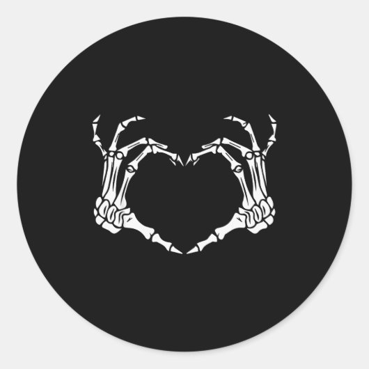 Skeleton Hand Heart Halloween Funny Bones Love Runder Aufkleber (Vorderseite)