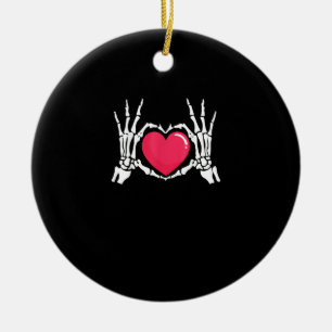 Skeleton Hand Heart Halloween Keramik Ornament