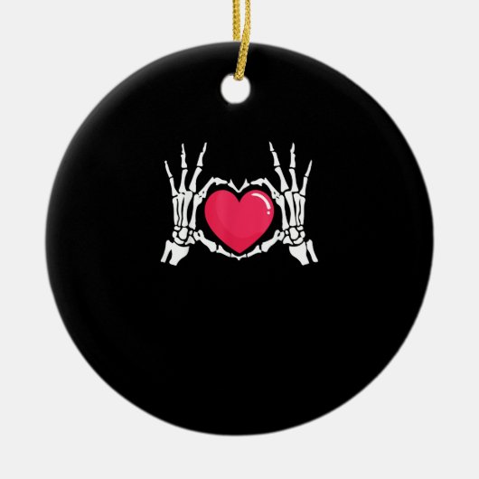 Skeleton Hand Heart Halloween Keramik Ornament (Vorne)