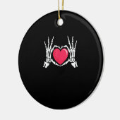 Skeleton Hand Heart Halloween Keramik Ornament (Links)