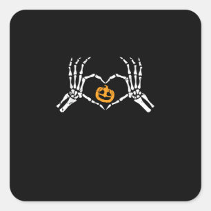 Skeleton Hand Heart Halloween Kostüm Pumpkin Quadratischer Aufkleber