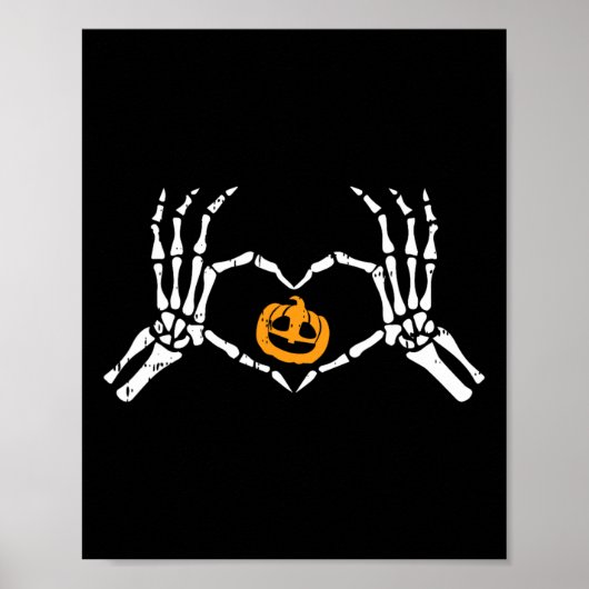 Skeleton Hand Heart Halloween Kostümknochen Pumpki Poster (Vorne)