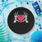 Skeleton Hand Heart Halloween Pappteller (Party)