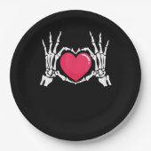 Skeleton Hand Heart Halloween Pappteller (Vorderseite)
