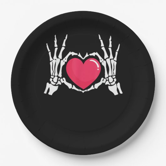 Skeleton Hand Heart Halloween Pappteller (Vorderseite)