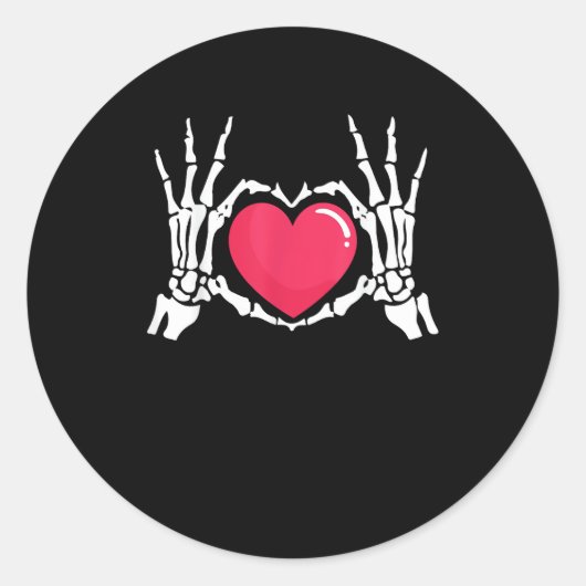 Skeleton Hand Heart Halloween Runder Aufkleber (Vorderseite)