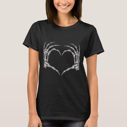 Skeleton Hand Heart Halloween Valentines Matching T-Shirt (Vorderseite)