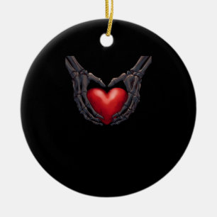 Skeleton Hand Heart Keramik Ornament