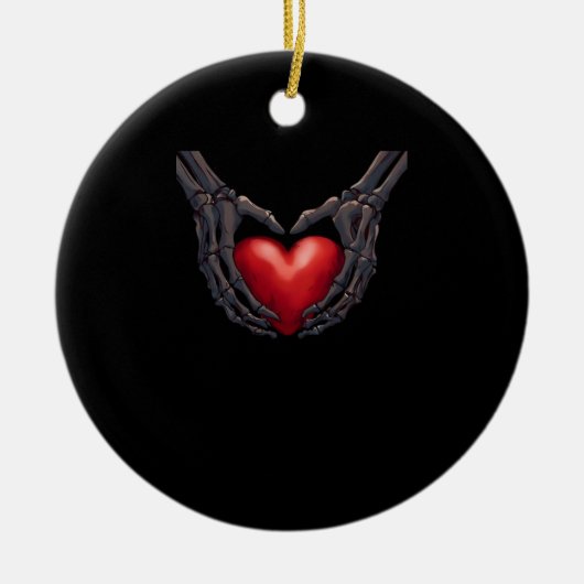 Skeleton Hand Heart Keramik Ornament (Vorne)