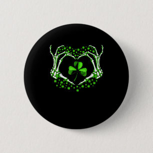 Skeleton Hand Heart Kleeblatt St Patricks Day Padd Button