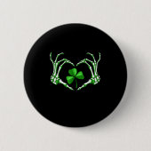 Skeleton Hand Heart Kleeblatt St Patricks Day Padd Button (Vorderseite)