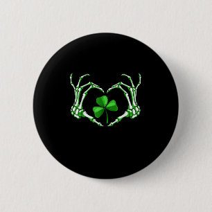 Skeleton Hand Heart Kleeblatt St Patricks Day Padd Button
