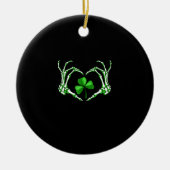 Skeleton Hand Heart Kleeblatt St Patricks Day Padd Keramik Ornament (Vorne)