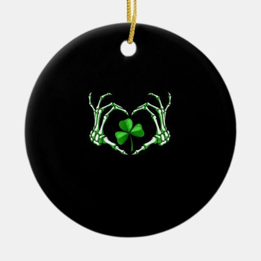 Skeleton Hand Heart Kleeblatt St Patricks Day Padd Keramik Ornament (Vorne)