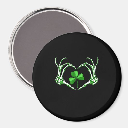 Skeleton Hand Heart Kleeblatt St Patricks Day Padd Magnet (Vorderseite/Rückseite)